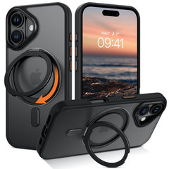iPhone 16 Magnetic Stand Case - Black Translucent
